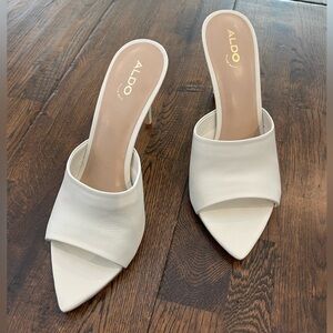 Aldo Cream Pointed Toe Heeled Mules